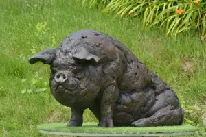 Sitting Pig Bronze Statue